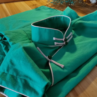 连衣裙 长款 亚麻纯色旗袍年轻款 少女日常改良复古文艺收腰包臀修身