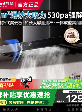 万和X739A油烟机家用厨房大吸力油烟机自清洁吸油机不堵烟不倒灌