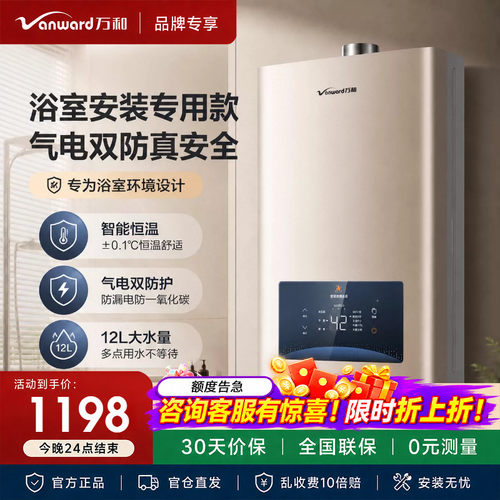 万和WE3W12平衡式燃气热水器主动防CO中毒家用ECO节能可装浴室内