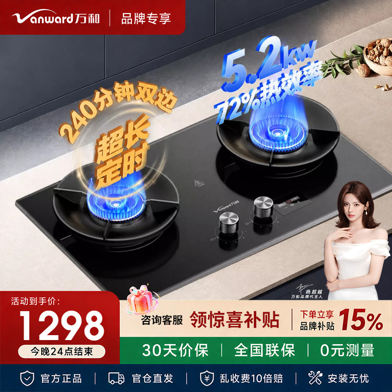 万和G9D Pro防爆定时燃气灶5.2KW煤气灶家用灶具双灶天然气酸洗