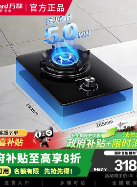万和燃气灶单灶煤气灶天然气灶家用5.0KW火力单灶头E6L90租房必备