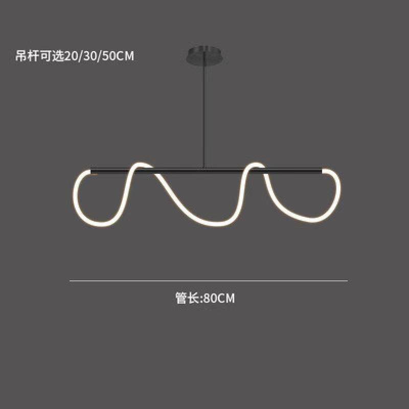 极简餐厅吧台吊灯长条餐桌音符艺术设计师创意个性灯管缠绕线条灯