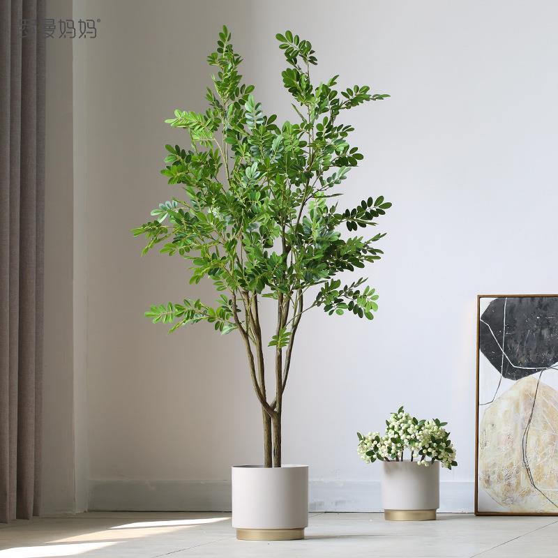 北欧风仿真绿植盆栽黄杨树假树大型客厅落地植物盆景装饰创意摆件