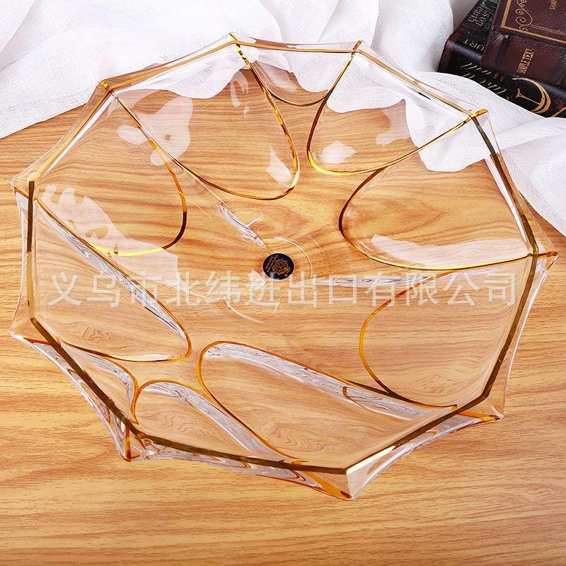 简约欧式描金线水果盘创意现代个性大果盘客厅摆件家用干水果盘