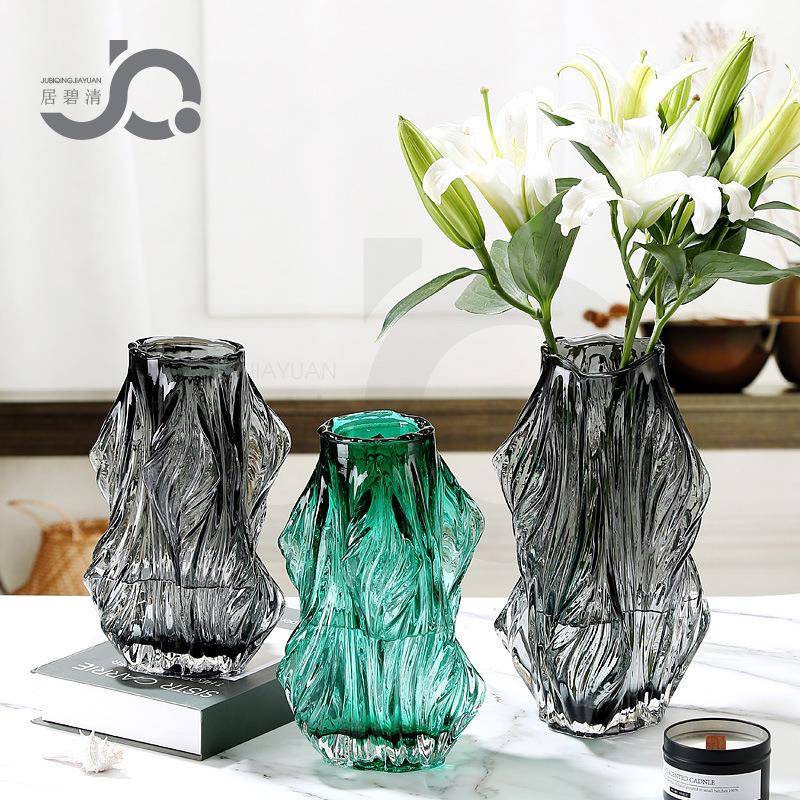 田园创意古树系列玻璃花瓶居家清新客厅桌面插花水养富贵竹书房