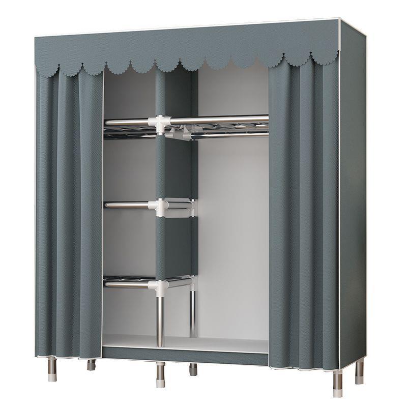 简易衣柜出租房用布衣柜家用卧室组装柜子钢管加粗加固收纳架衣橱