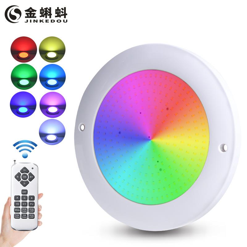 新款RGB套管式泳池灯PC水下灯防水DC通用无线全灌胶IP68