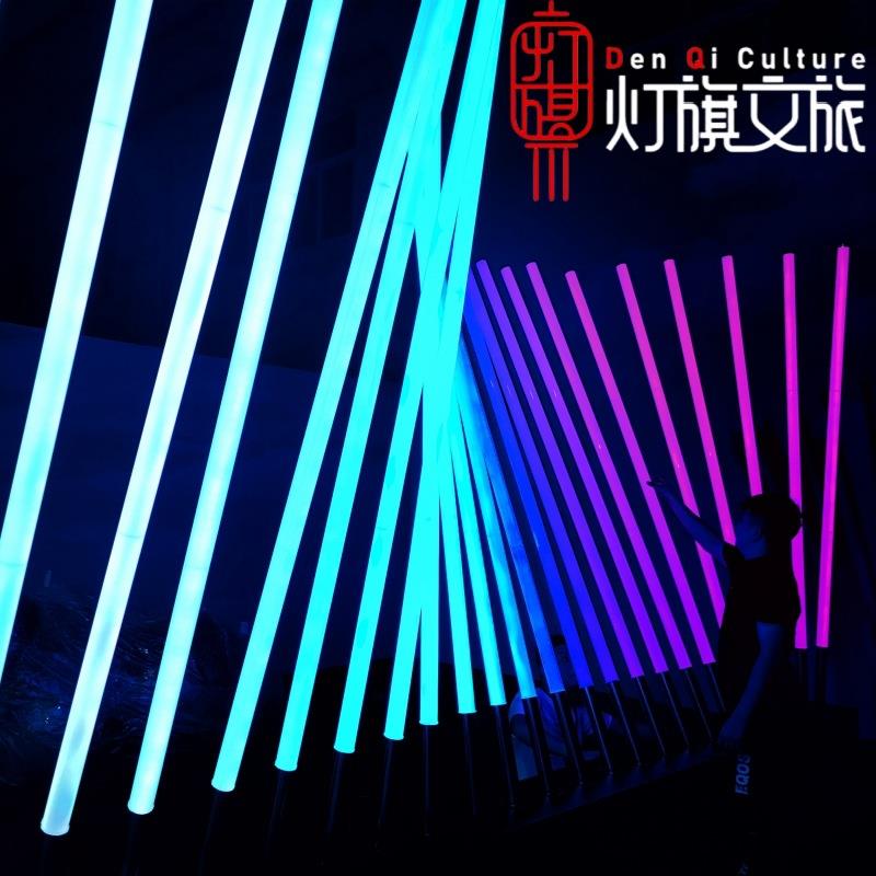 led幻彩流光柱商业楼盘户外触摸感应互动圆柱灯景区落地灯景观灯