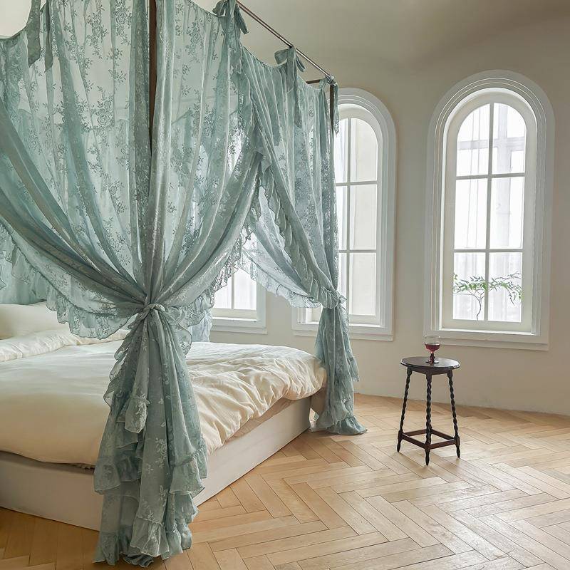 BTV42022新款法式公主风落地宫廷蚊帐家用1.8m床1.5米轻奢蕾丝三