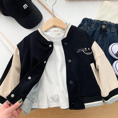 儿童春款外套2023新款小童韩版休闲棒球服男童纯棉早春初秋夹克衫