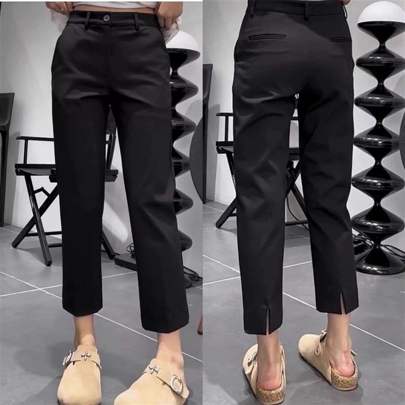 夏季薄款开叉西装休闲裤女大码胖妹妹mm遮胯显瘦高腰九分烟管裤子,女装/女士精品,大码裤装,淘宝优惠券,粉丝福利购,淘宝优惠卷