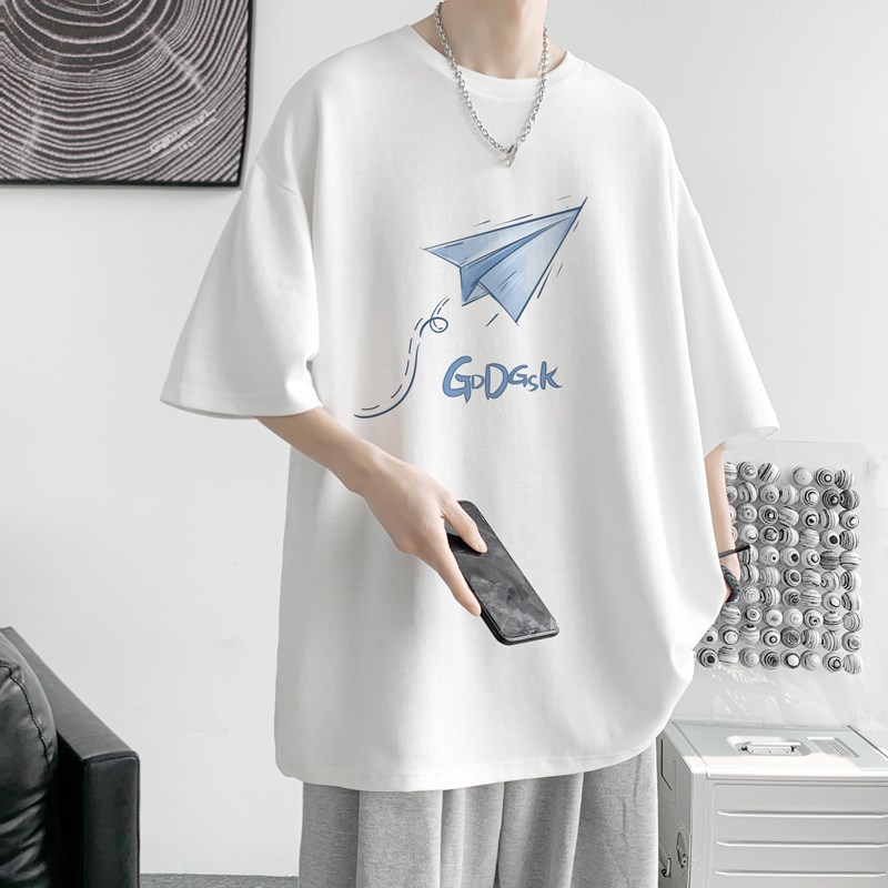 倔强工作室 重磅短袖t恤男女 220g纯棉白色夏季体恤基础款打底衫
