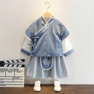 表演服装 汉服男童古风帅气2024春装 改良中国风唐装 儿童春秋款 新款