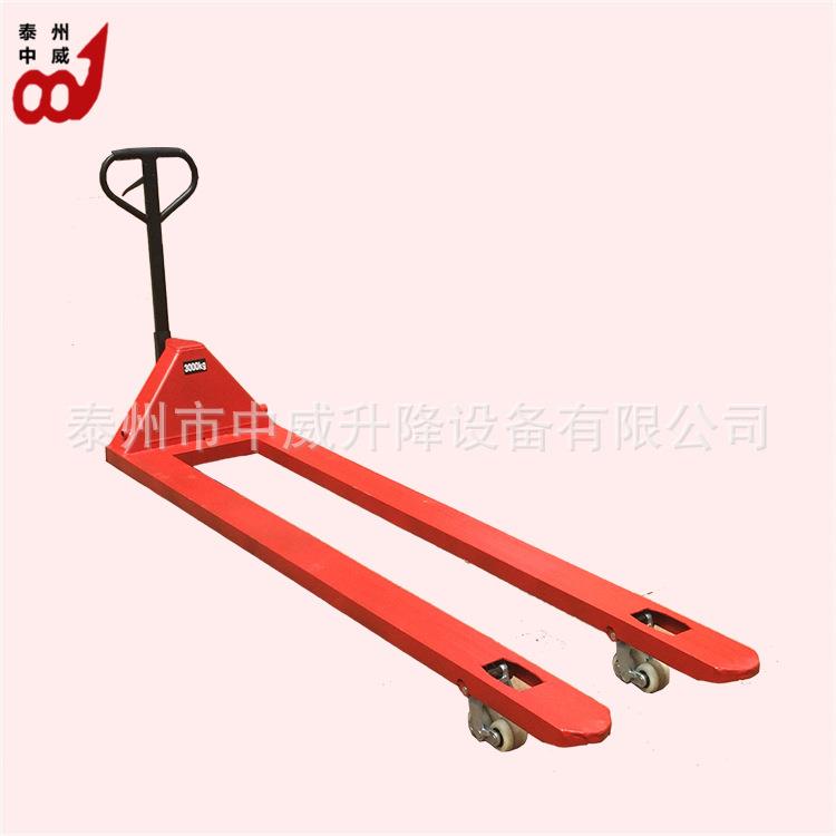 叉止4米2吨手动液压托盘车手推车地拖车手动油压堆高搬运机