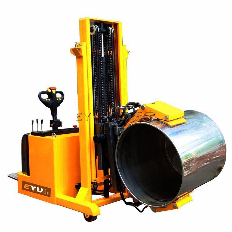 化工油桶搬运翻转升高倒料车圆柱体薄膜卷全电动抱夹式平衡重叉车