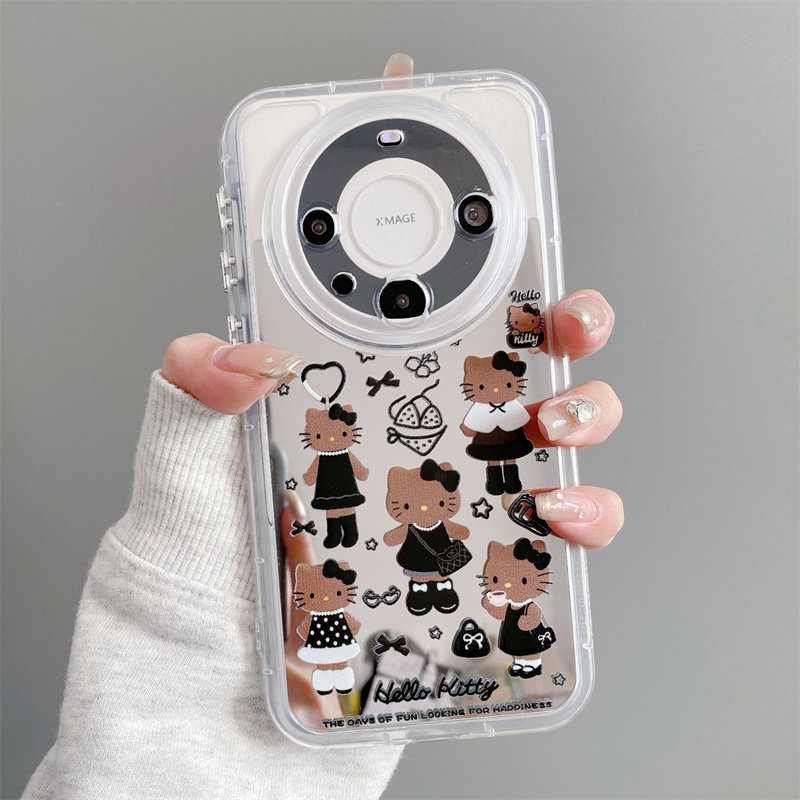 适用于华为MATE70手机壳女华为mate60卡通nova14穿搭凯蒂猫13可爱1211硅胶荣耀400软pura70镜面奶油壳80pro套