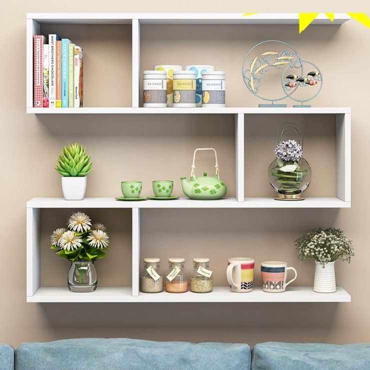 墙上置物柜网红置物架花架路由器支撑产品展示厨房木板悬空书架桌