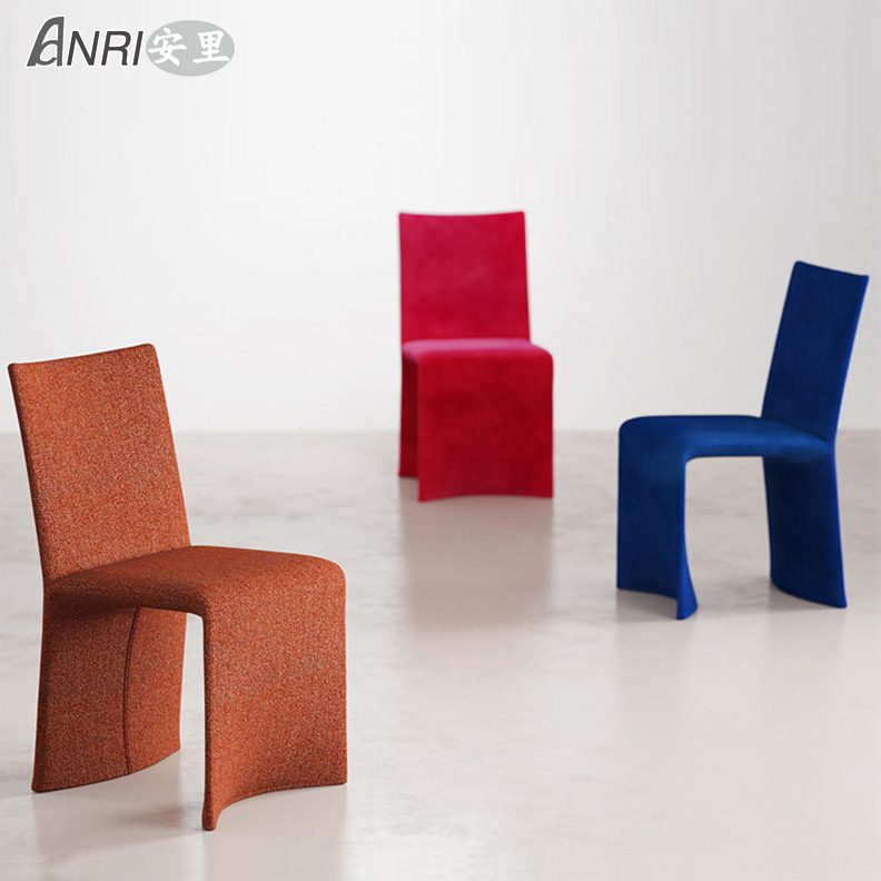 北欧创意布艺高靠背餐椅个性舒适售楼处接待椅酒店大堂洽谈椅