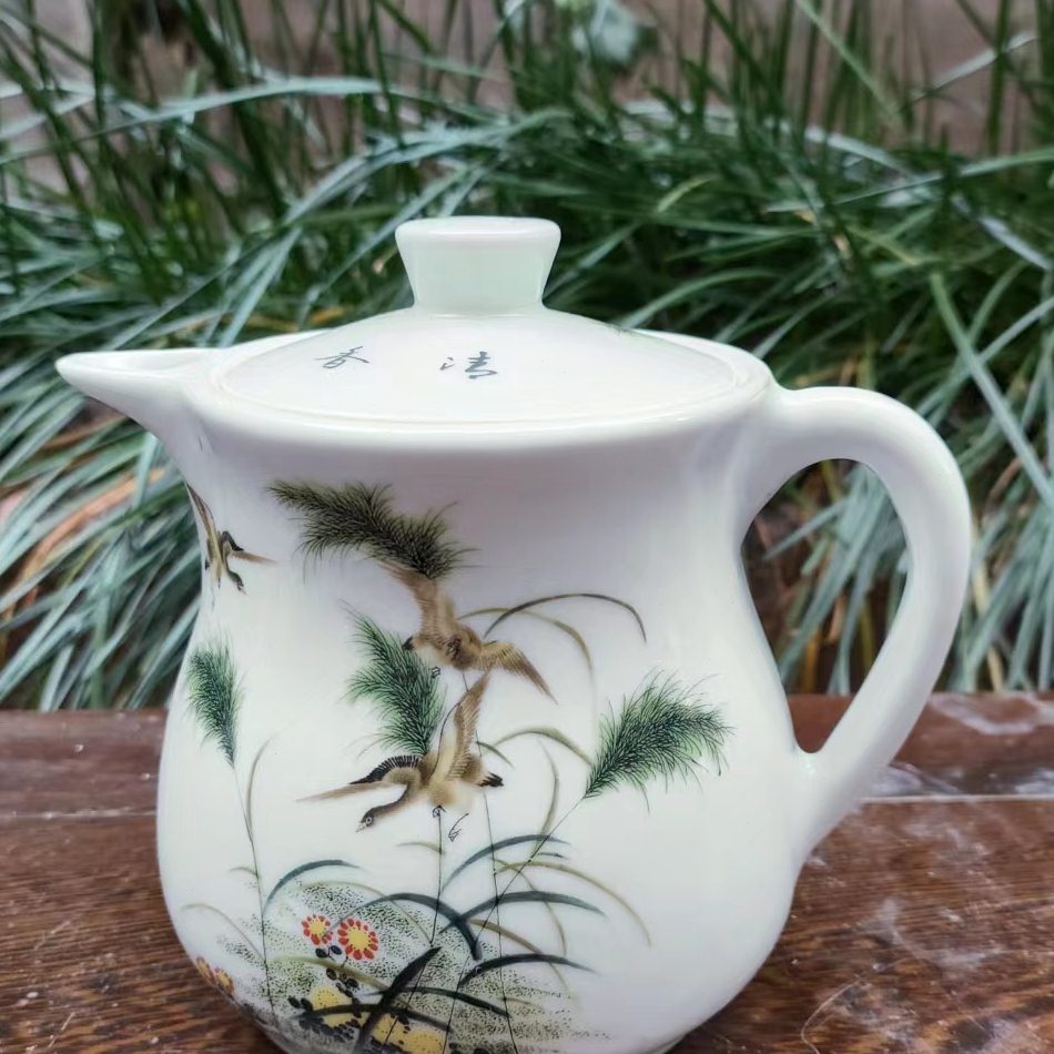 陶瓷油壶油罐大号带盖白油瓶装油壶家用水壶茶壶厨房用品1000毫升