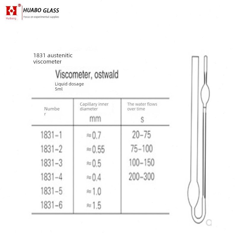 1831奥氏粘度计玻璃毛细管单球粘度计0.7mm 0.5mm 0.4mm规格齐全