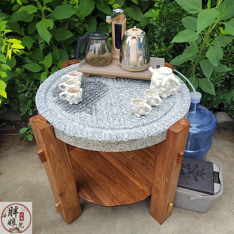 石雕茶盘茶台花岗岩圆形石桌室内阳台石磨桌子复古石头茶桌椅组合,家居饰品,石雕,淘宝优惠券,粉丝福利购,淘宝优惠卷