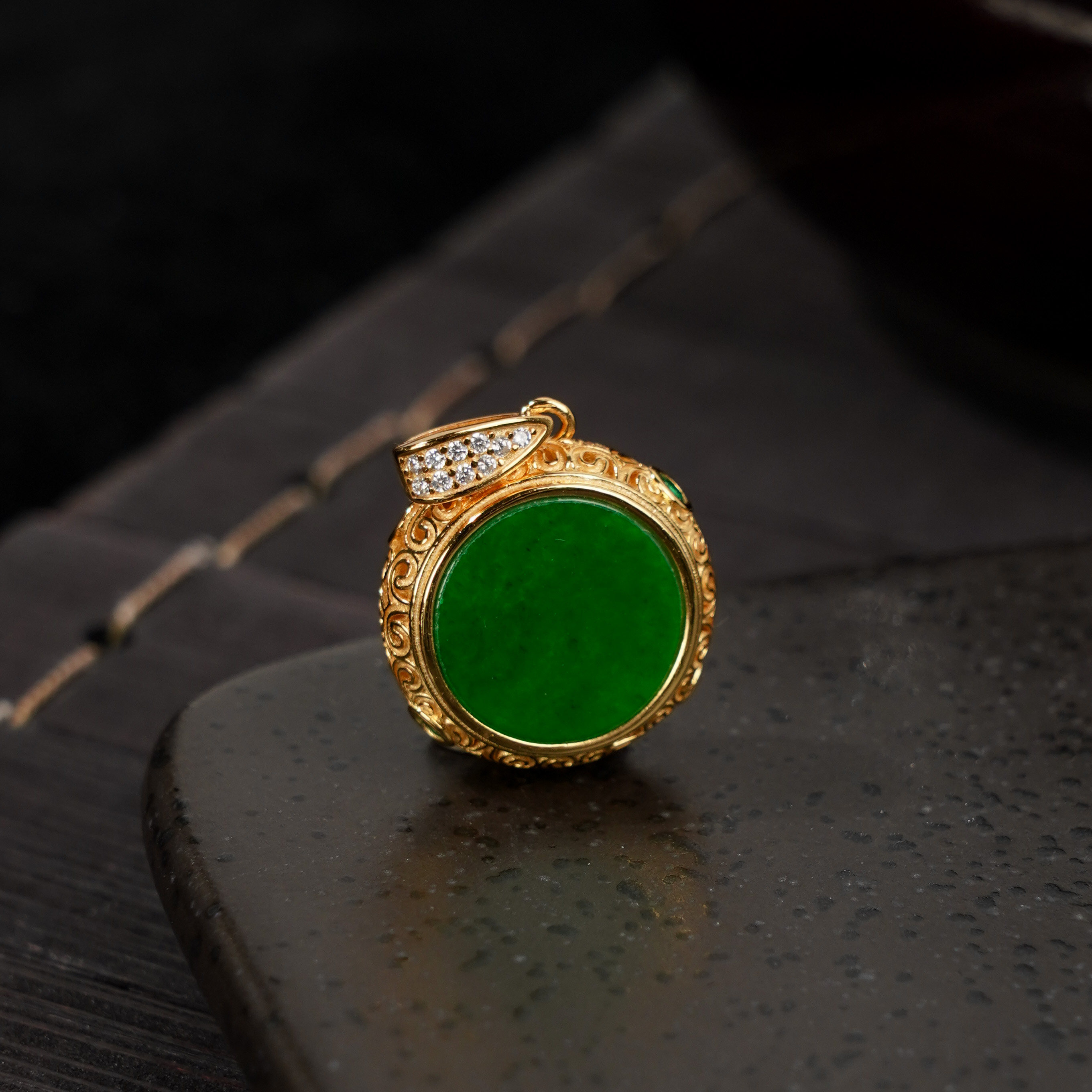 【朱朱 严选】翡翠*吊坠*银925镶嵌*约13*6mm