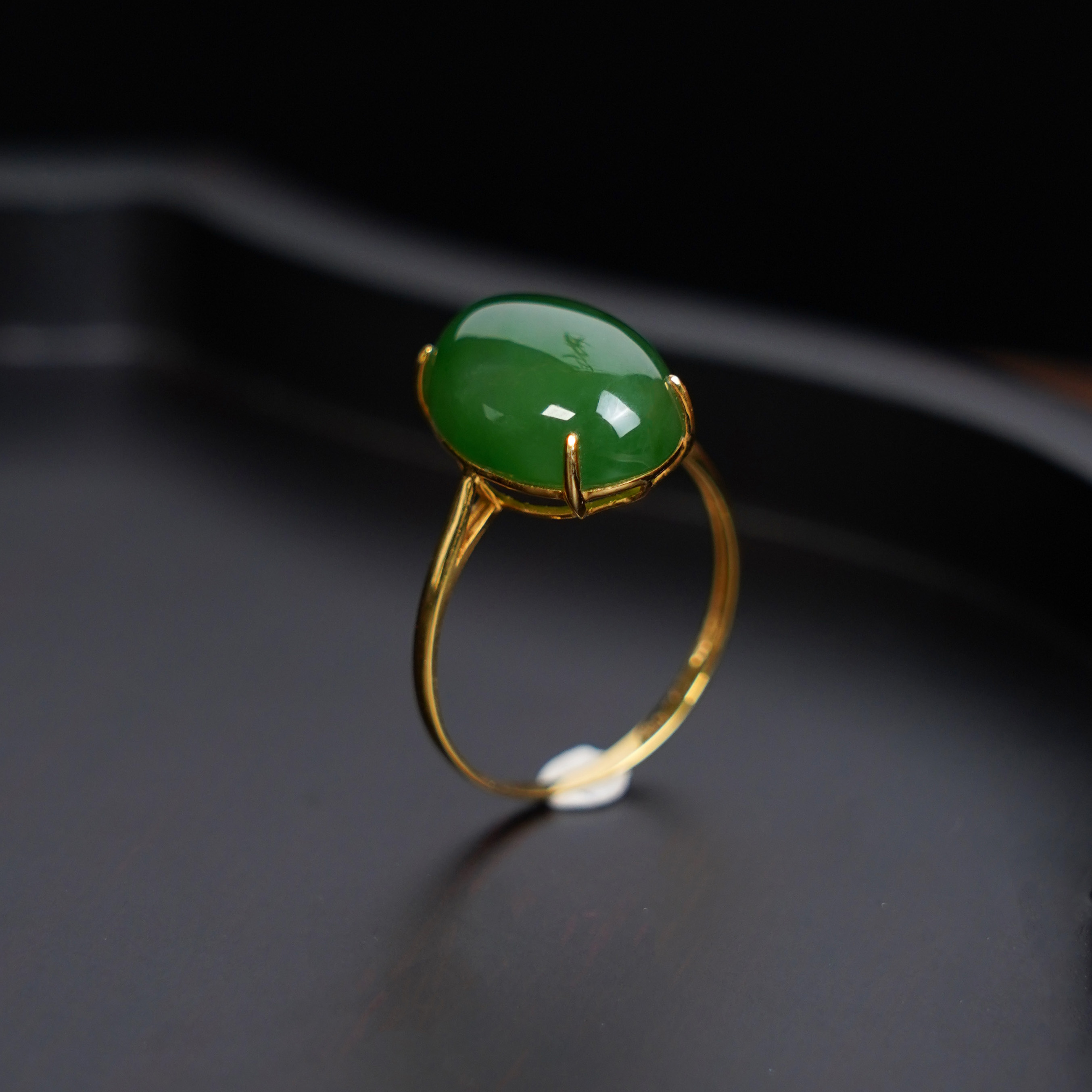 Winnie专属 ·龙老板珠宝18k金和田玉碧玉戒指