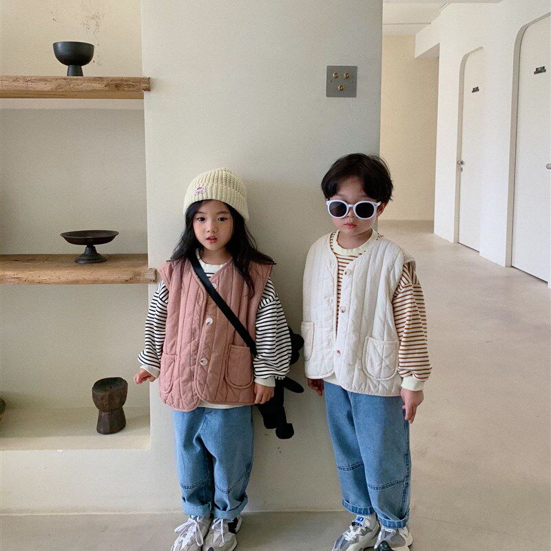 2021秋季新款韩国男女童薄棉马甲宝宝纯棉宽松超洋气背心外穿外套