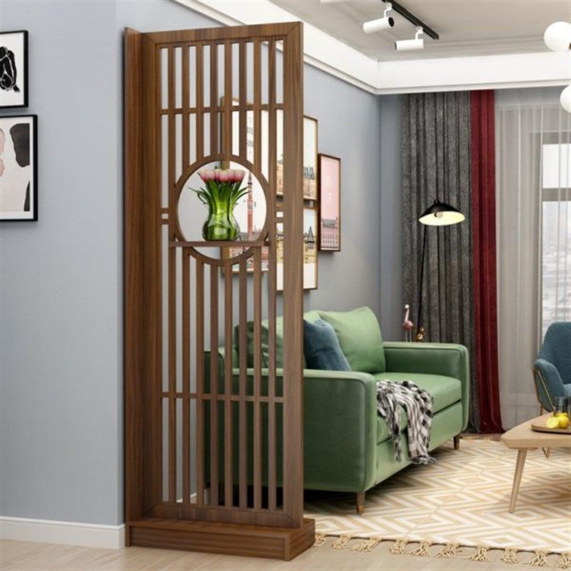 新中式玄关入户屏风简约现代进门客厅隔断柜办公室遮挡置物架装饰