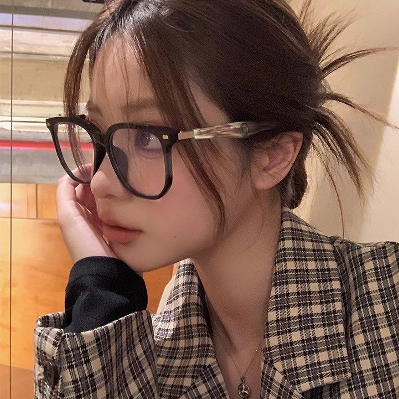 韩系大框眼镜近视可配度数女级感木质镜腿素颜神器黑色眼镜框架,ZIPPO/瑞士军刀/眼镜,定制成品光学镜,淘宝优惠券,粉丝福利购,淘宝优惠卷