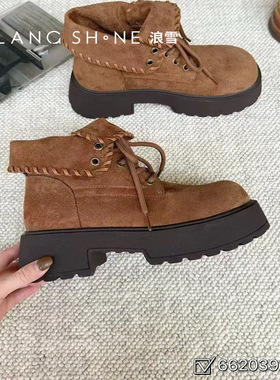 麂皮~复古2025新款绒面短靴厚底增高马丁靴女短靴增高英伦风短靴