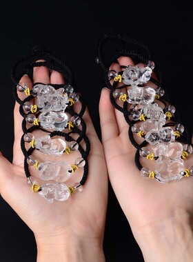 纯天然白水晶十二生肖立体手链鼠牛虎兔龙蛇马羊猴鸡狗猪情侣礼物