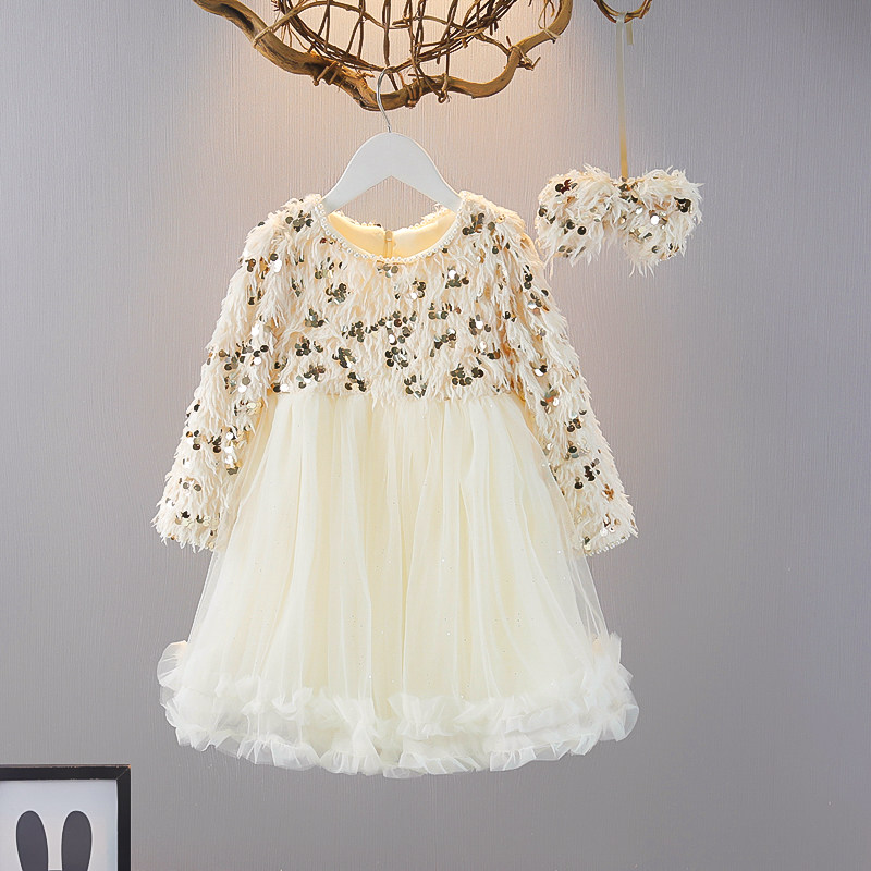 女童洋装冬季2023新款加绒儿童公主裙超洋派时髦小女孩秋冬裙子