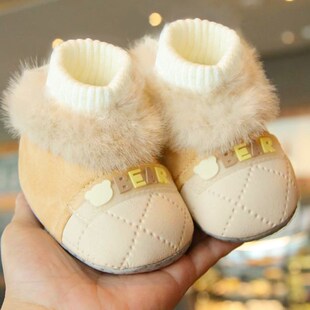 婴儿冬季加绒步前棉鞋0-1岁男女宝宝保暖可爱套脚步前鞋婴儿鞋6