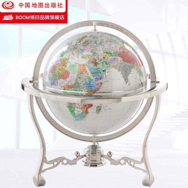 中图社&middot;博目 落地地球仪  32cm银色仿宝石 书桌台式银色架 商务