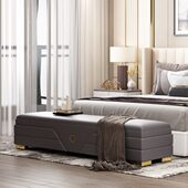 轻奢床尾凳卧室现代艺术家具客厅沙发脚踏酒店公寓样板房间皮长凳