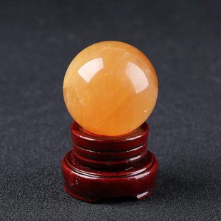 黄水晶球 方解石球水晶工艺品办公室桌面摆件黄冰洲球摆件