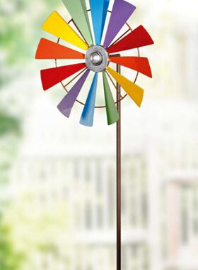 花园风车地插摆件装饰品 田园可爱彩色旋转大风车庭院园艺装饰品