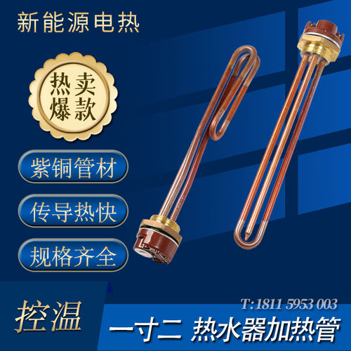 DN32一寸二g42mm电热水器可调温加热管 带温控电热管控温加热器棒