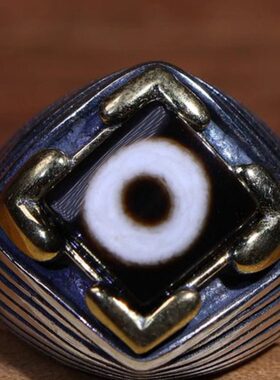 藏传民族风元素天珠西藏天珠断珠改制镶嵌仿天珠戒指活口男女款