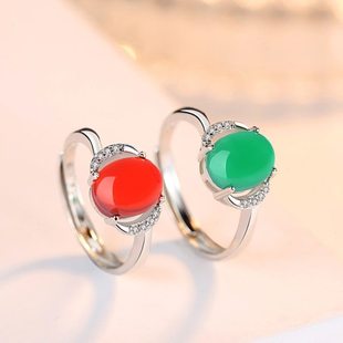 红刚玉戒指青金石 红石活口开口档复古指环女