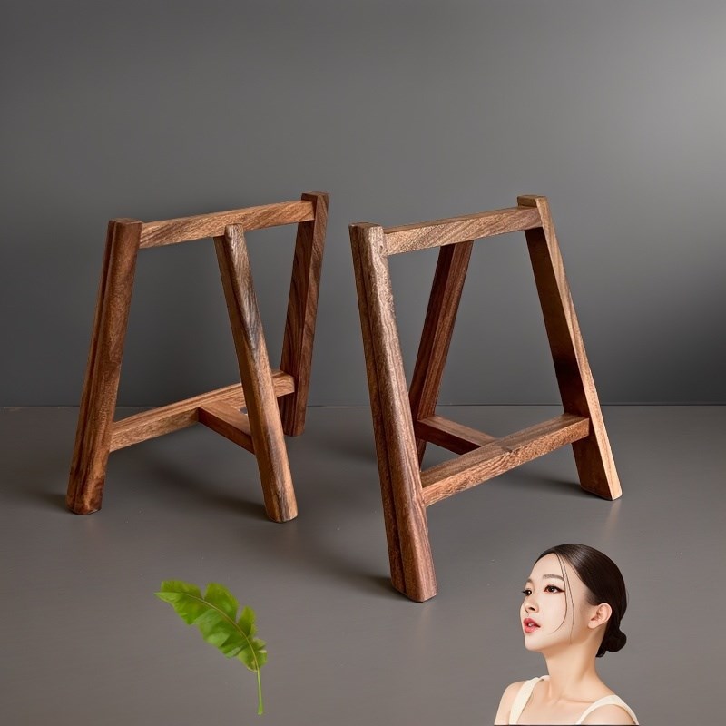 南美胡桃木实木桌腿斜三角支架AC字腿原色加厚承重腿大板茶桌支撑