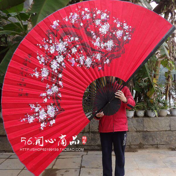超大挂扇装饰扇中国风工艺绢布大折扇子影楼魔术道具婚庆摄影梅花