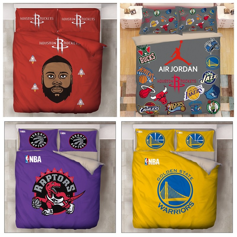 篮球足球四件套1.8m被套床单男士球迷1.2m三件套学生宿舍床上用品