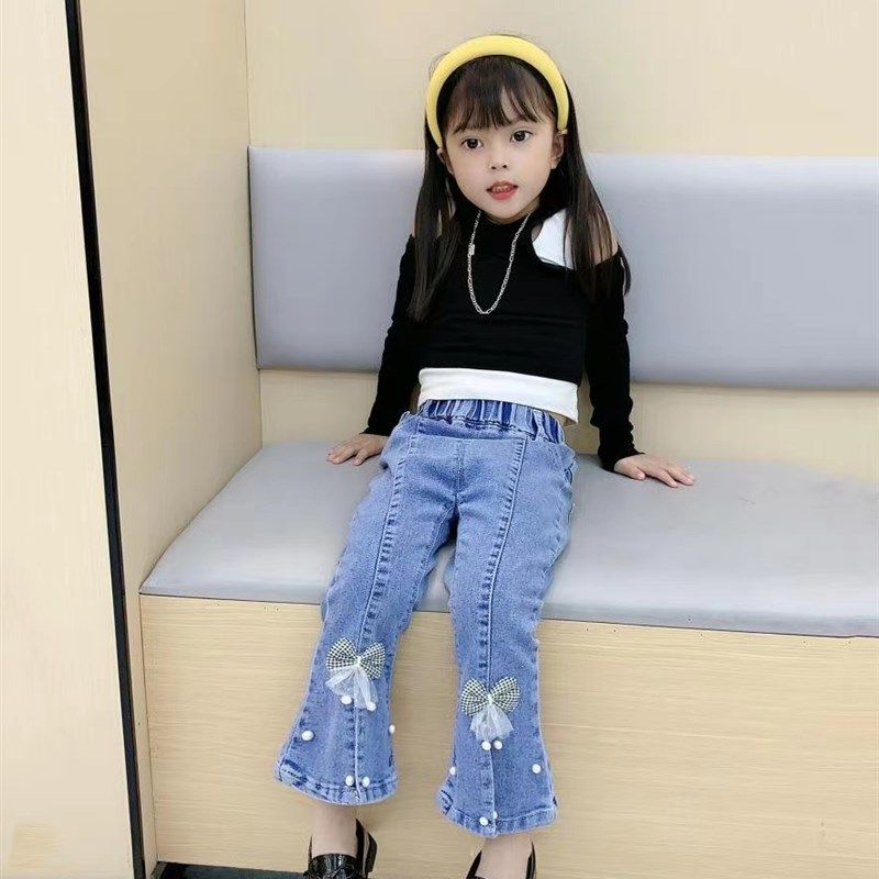 女童喇叭裤2023春秋季新款牛仔裤韩版洋气童装中小童弹力休闲裤潮,童装/婴儿装/亲子装,儿童牛仔裤,淘宝优惠券,粉丝福利购,淘宝优惠卷