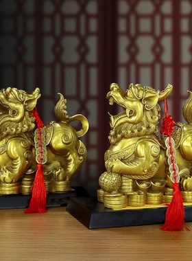 铜貔貅摆件一对貔恘公母一对皮丘客厅家居酒柜装饰品办公室桌摆设