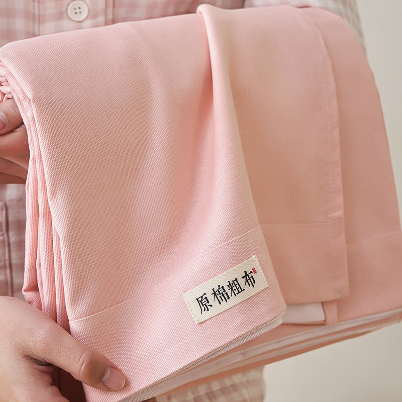 家用加厚老粗布纯棉床单单件100新疆棉纯色全棉被单三件套春夏季