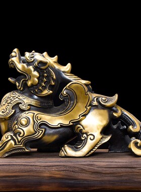 纯铜貔貅家居客厅装饰摆件全铜招财神兽皮丘一对公母乔迁开业礼品