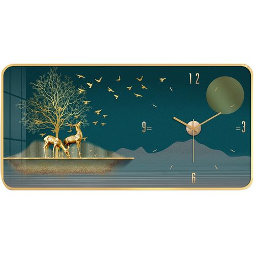 带时钟餐厅装饰画2021年新款钟表饭厅厨房挂画单幅电表箱轻奢壁画