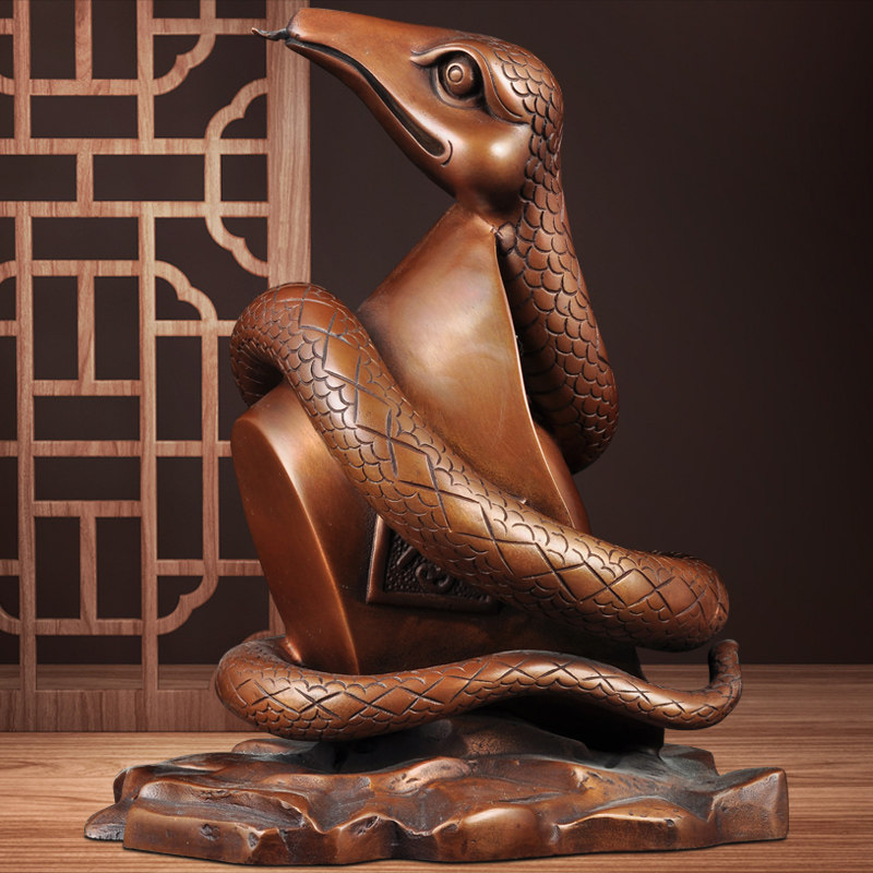 紫铜招财元宝蛇摆件生肖蛇家居客厅电视柜酒柜装饰品乔迁开业礼品